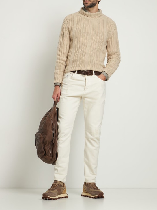 Brunello Cucinelli: Jeans in denim dyed - Off White - men_1 | Luisa Via Roma