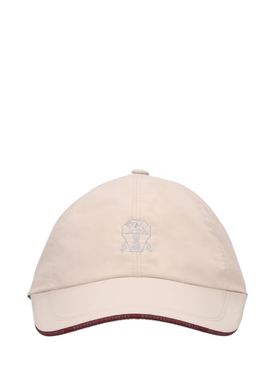 Brunello Cucinelli: Embroidered logo baseball hat - Clay - men_0 | Luisa Via Roma