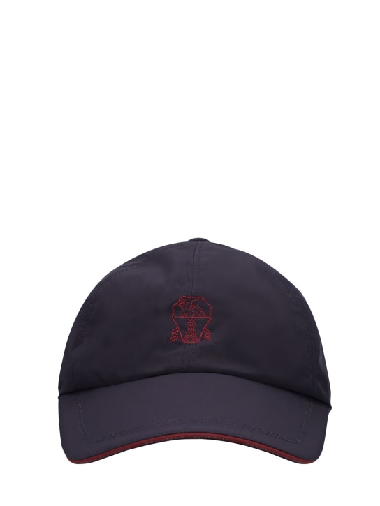 Brunello Cucinelli: Embroidered logo baseball hat - Mavi - men_0 | Luisa Via Roma