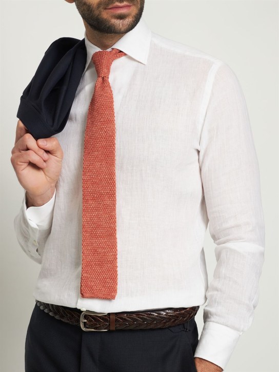 Brunello Cucinelli: Cotton & linen knit tie - men_1 | Luisa Via Roma