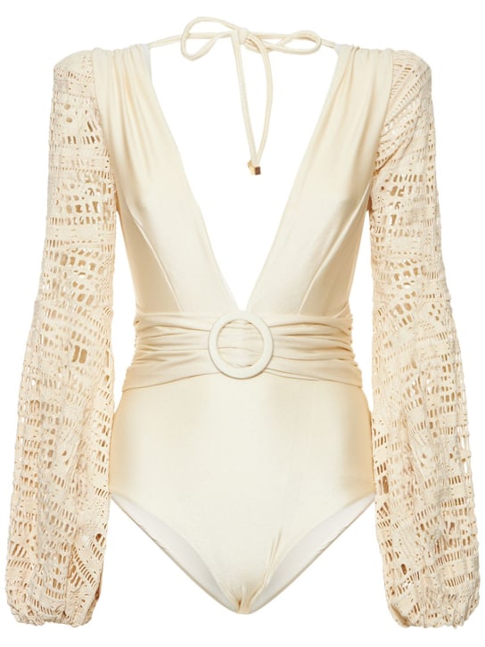 Patbo: クロシェボディスーツ - アイボリー - women_0 | Luisa Via Roma