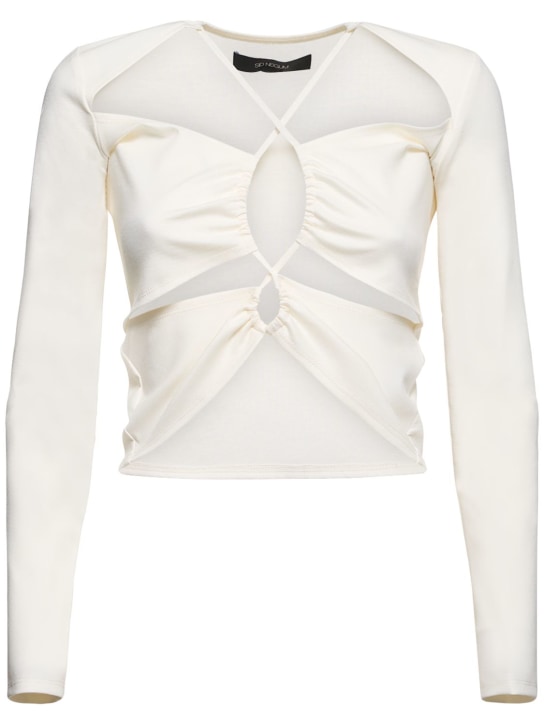 Sid Neigum: Viscose jersey crisscross cutout top - Cream - women_0 | Luisa Via Roma