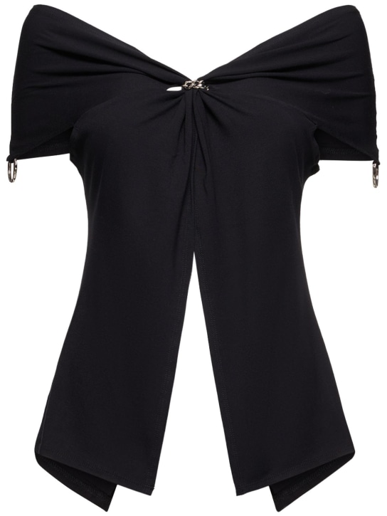 Sid Neigum: Bamboo knotted stretch jersey top - Black - women_0 | Luisa Via Roma