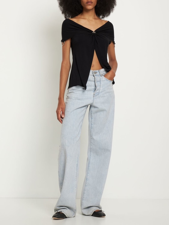 Sid Neigum: Bamboo knotted stretch jersey top - Black - women_1 | Luisa Via Roma