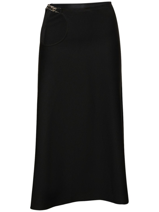 Sid Neigum: Falda midi de jersey de viscosa con abertura - Negro - women_0 | Luisa Via Roma