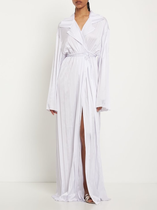 Sid Neigum: Vestido largo de satén plisado - Blanco - women_1 | Luisa Via Roma
