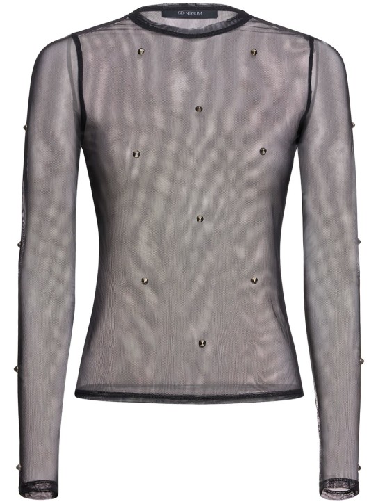 Sid Neigum: Haut transparent à manches longues - Noir - women_0 | Luisa Via Roma