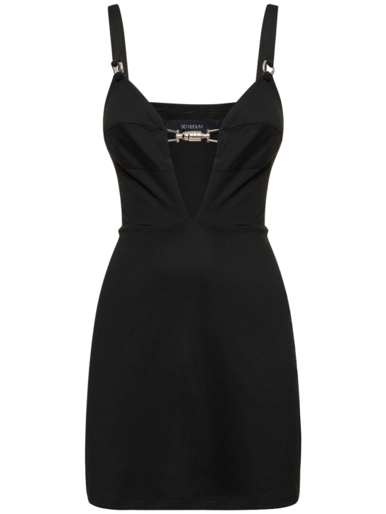 Sid Neigum: Viscose stretch jersey buckle mini dress - 블랙 - women_0 | Luisa Via Roma