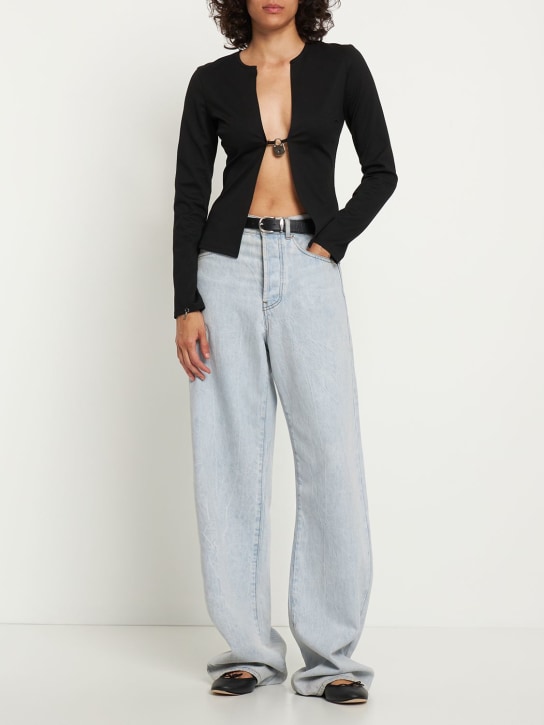 Sid Neigum: Viscose stretch jersey top w/ lock - Black - women_1 | Luisa Via Roma