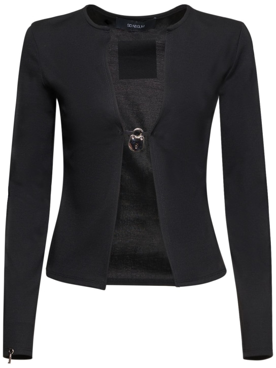 Sid Neigum: Viscose stretch jersey top w/ lock - Black - women_0 | Luisa Via Roma