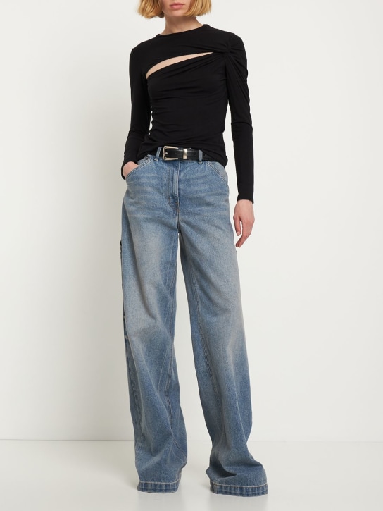 Sid Neigum: Bamboo jersey knotted cutout top - Black - women_1 | Luisa Via Roma