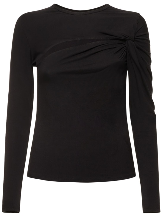 Sid Neigum: Bamboo jersey knotted cutout top - Black - women_0 | Luisa Via Roma