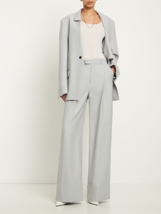 Bite Studios: Strike wool & silk wide pants - Grey - women_1 | Luisa Via Roma
