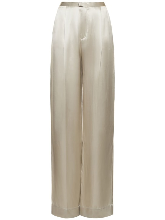 Bite Studios: Frame silk satin wide pants - Grey - women_0 | Luisa Via Roma