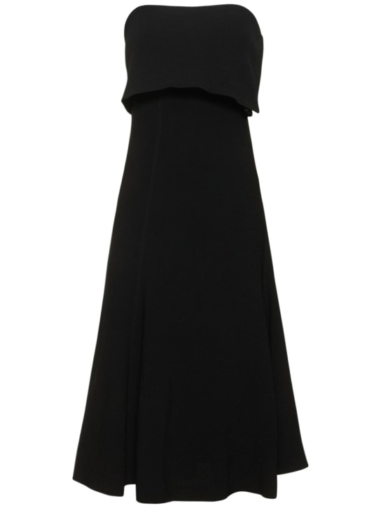Bite Studios: Artist strapless viscose midi dress - Black - women_0 | Luisa Via Roma