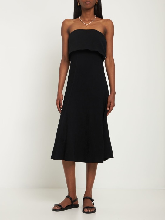 Bite Studios: Artist strapless viscose midi dress - Black - women_1 | Luisa Via Roma