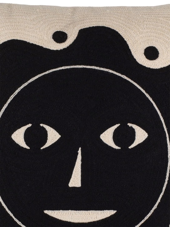 Dusen Dusen: Everybody Sun cotton canvas cushion - Bej/Siyah - ecraft_1 | Luisa Via Roma