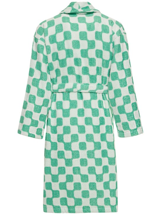 Dusen Dusen: Net cotton terry bathrobe - Green/White - men_1 | Luisa Via Roma