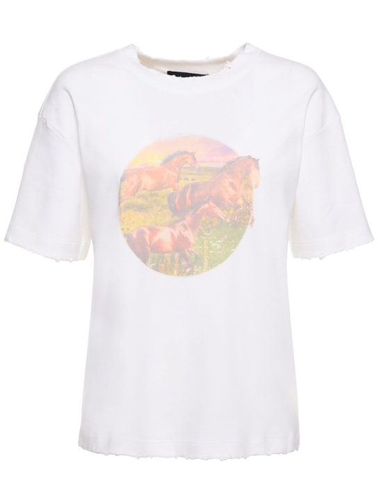 Brandon Maxwell: T-shirt en jersey imprimé chevaux The Dorothy - Blanc - women_0 | Luisa Via Roma