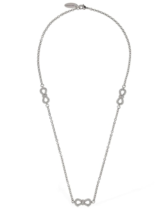Mach & Mach: Double crystal bow collar necklace - Silver - women_0 | Luisa Via Roma