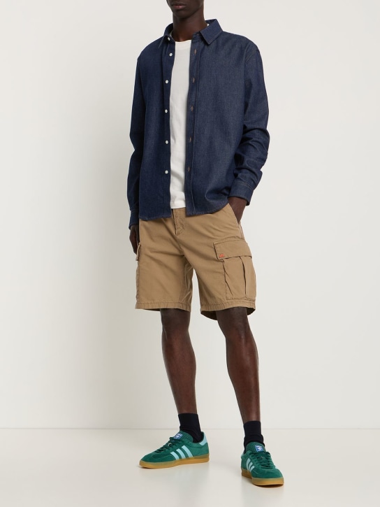 SUNDEK: Striped cotton poplin cargo shorts - men_1 | Luisa Via Roma