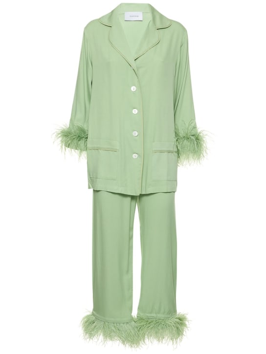 Sleeper: Party viscose pajama set w/feathers - women_0 | Luisa Via Roma