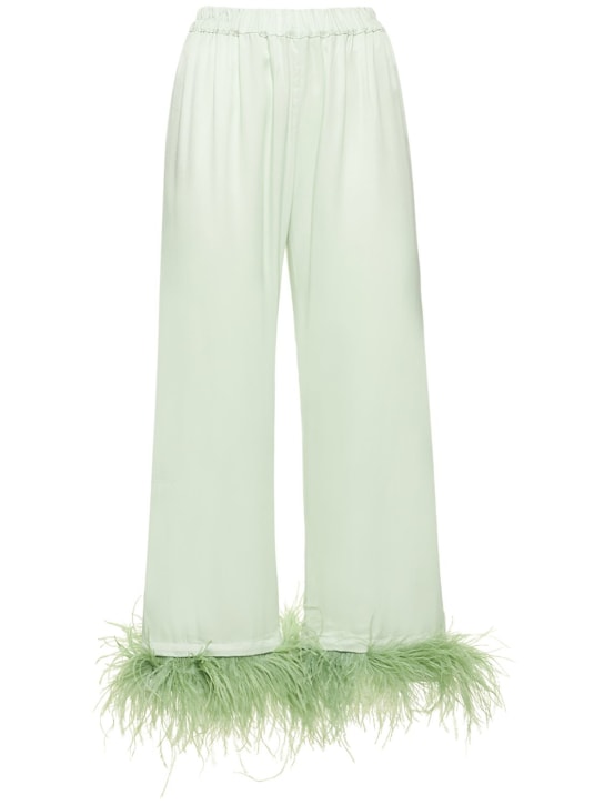 Sleeper: Party viscose pajama pants w/feathers - Mint - women_0 | Luisa Via Roma