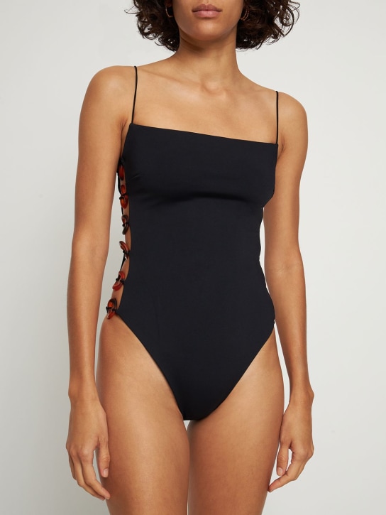 Ziah: Bravo chain onepiece swimsuit - Black - women_1 | Luisa Via Roma