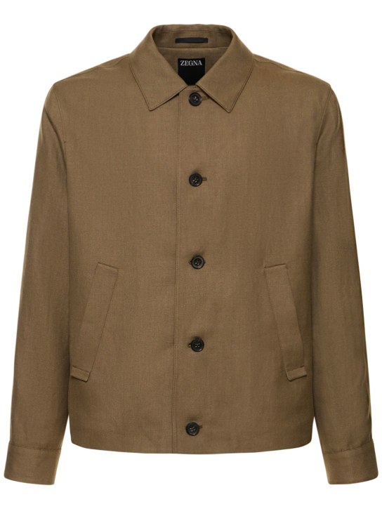 Zegna: Lined & wool chore jacket - Brown - men_0 | Luisa Via Roma