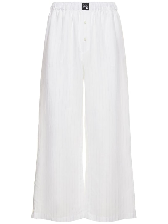 Federico Cina: Hose aus Baumwolle und Leinen mit Traubendruck - Wollweiß - men_0 | Luisa Via Roma