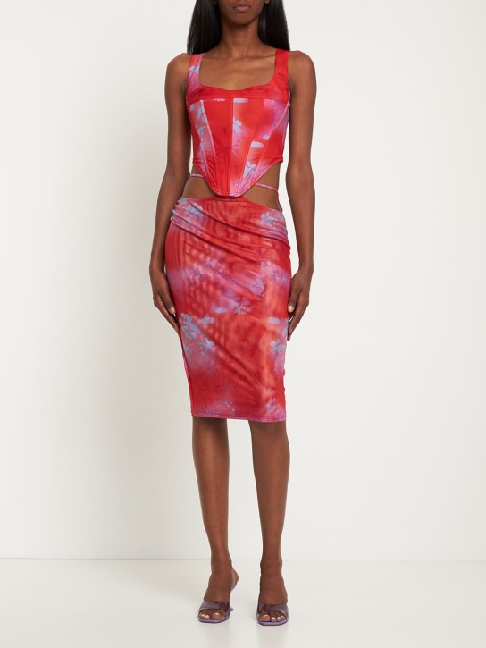 Miaou: Verona印花网眼迷笛半身裙 - 多色 - women_1 | Luisa Via Roma