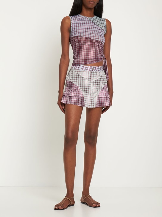 Miaou: Paris printed silk mini skirt - Renkli - women_1 | Luisa Via Roma