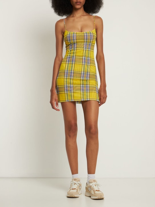 Miaou: Robe courte à carreaux Anya - Jaune/Multi - women_1 | Luisa Via Roma