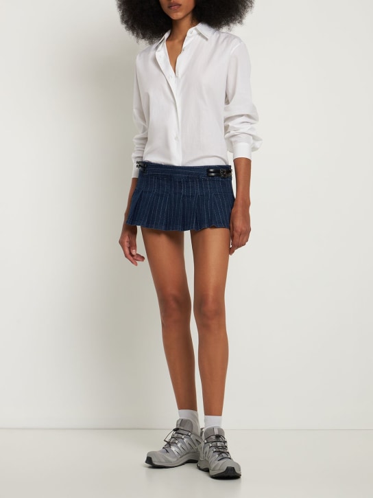 Miaou: Ren pleated cotton mini skirt - 블루 - women_1 | Luisa Via Roma