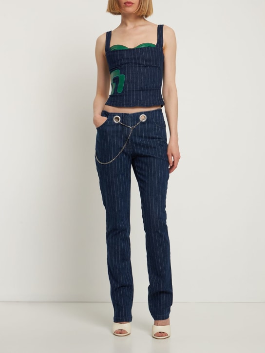 Miaou: Pantalon en denim de coton Tommy - Bleu - women_1 | Luisa Via Roma