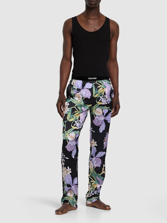 Bold Orchid silk blend pajama pants - Thumbnail 2
