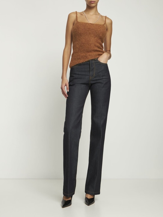 Musier Paris: Gracias fluffy knit top w/ bead strap - Brown - women_1 | Luisa Via Roma