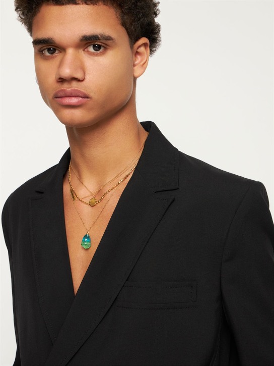 Panconesi: Famiglia multi wire necklace w/ charm - Gold/Blue - men_2 | Luisa Via Roma