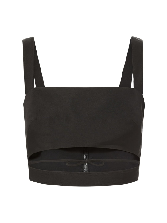 Brandon Maxwell: Top corto de seda faille - Negro - women_0 | Luisa Via Roma