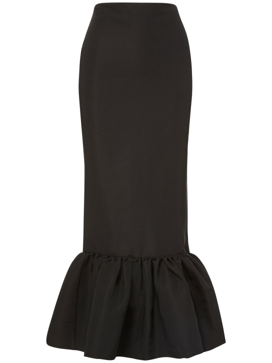 Brandon Maxwell: Falda lápiz de faille de seda con volantes - Negro - women_0 | Luisa Via Roma