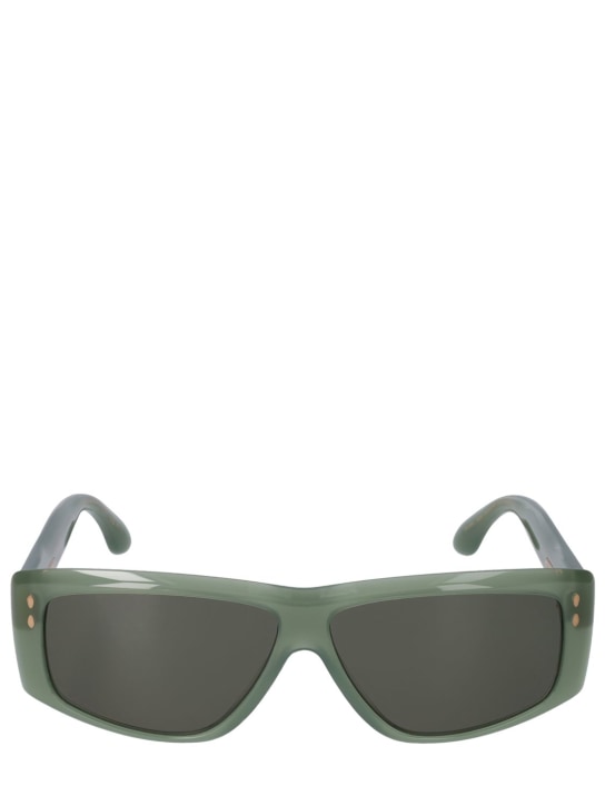 Isabel Marant: The New Bombé squared acetate sunglasses - Green - women_0 | Luisa Via Roma