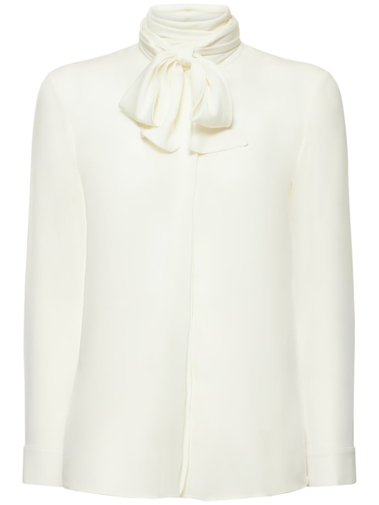 Khaite: Tash satin silk blouse top - Krem - women_0 | Luisa Via Roma