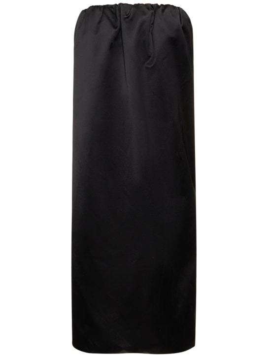 Khaite: Vestido midi de viscosa de algodón sin tirantes - Negro - women_0 | Luisa Via Roma