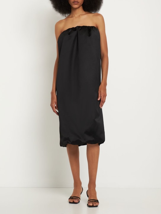 Khaite: Yara cotton viscose strapless midi dress - Black - women_1 | Luisa Via Roma