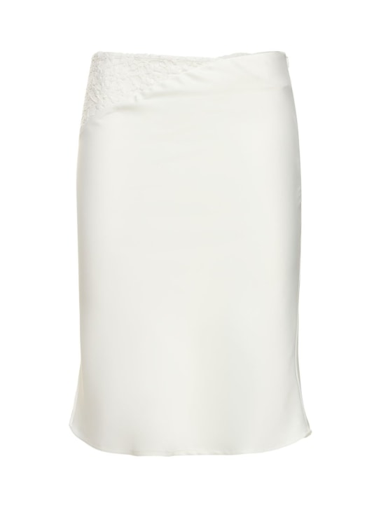 Musier Paris: Falda midi de satén y encaje - Blanco - women_0 | Luisa Via Roma