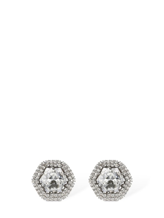 Alessandra Rich: Crystal stud earrings - Silver - women_0 | Luisa Via Roma
