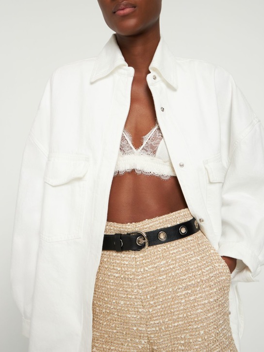 Alessandra Rich: 3cm Leather belt w/ elements - Black/Silver - women_1 | Luisa Via Roma