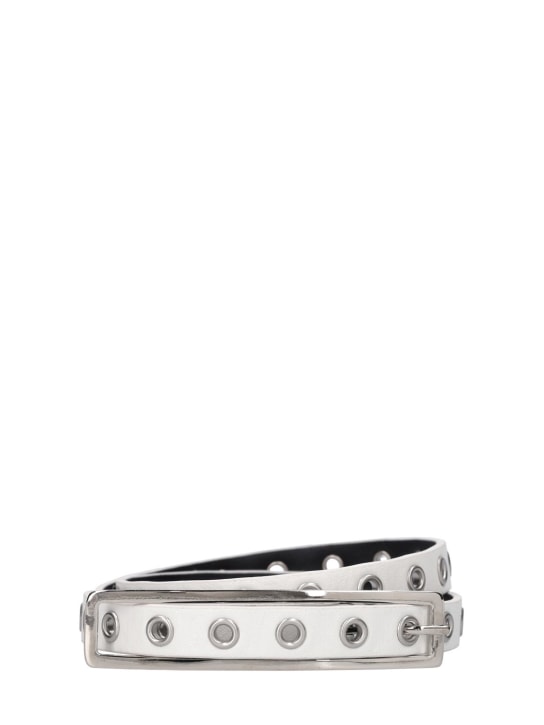 Alessandra Rich: Ceinture en cuir avec éléments 1,5 cm - Blanc/Argent - women_0 | Luisa Via Roma