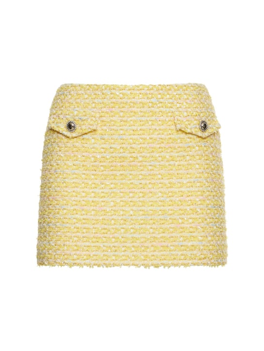 Alessandra Rich: Jupe courte en tweed bouclé et lurex - Jaune - women_0 | Luisa Via Roma