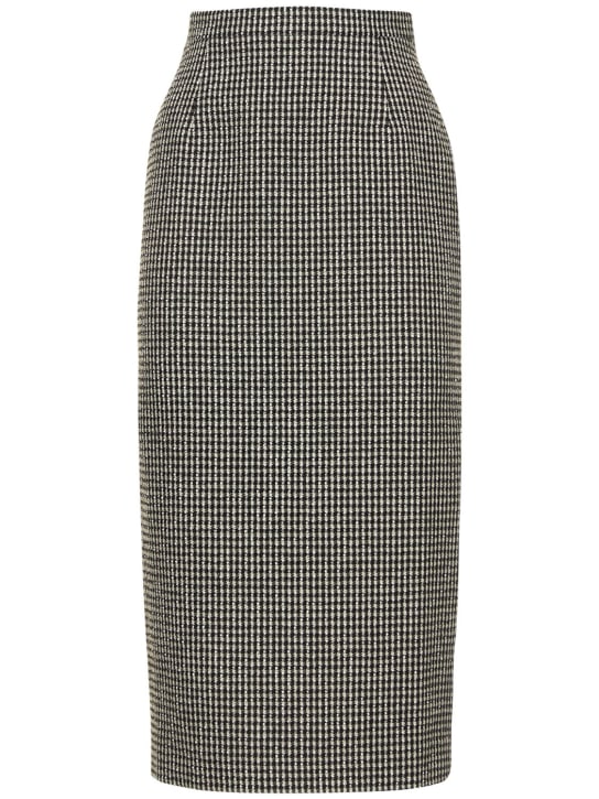 Alessandra Rich: Falda pencil de tweed con lentejuelas - Negro/Blanco - women_0 | Luisa Via Roma